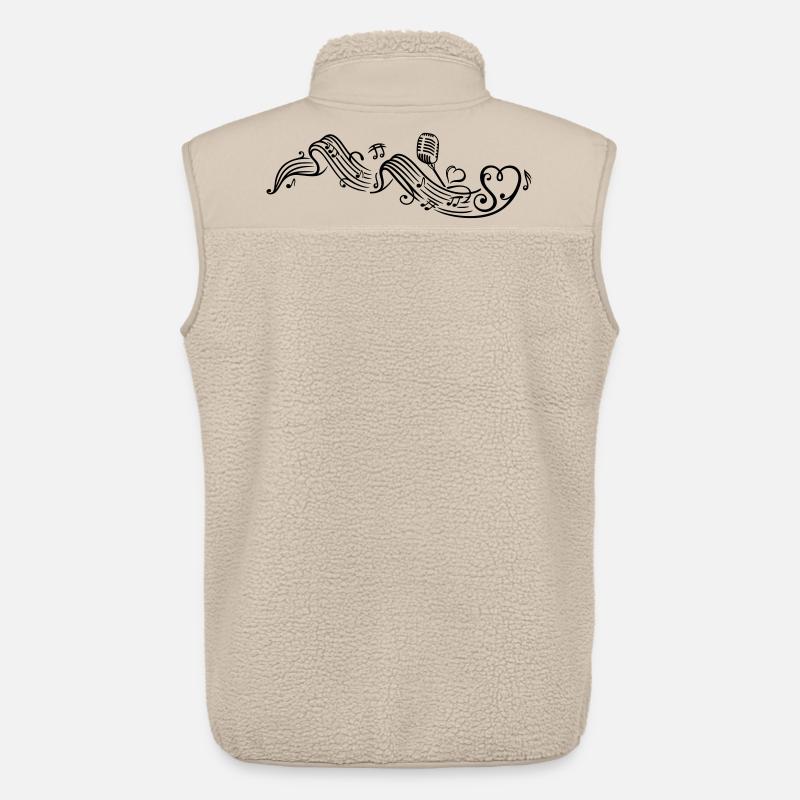 Notenblatt mit microphon, music, notes, clef - Veste sans manches sherpa unisexe Stanley/Stella - beige