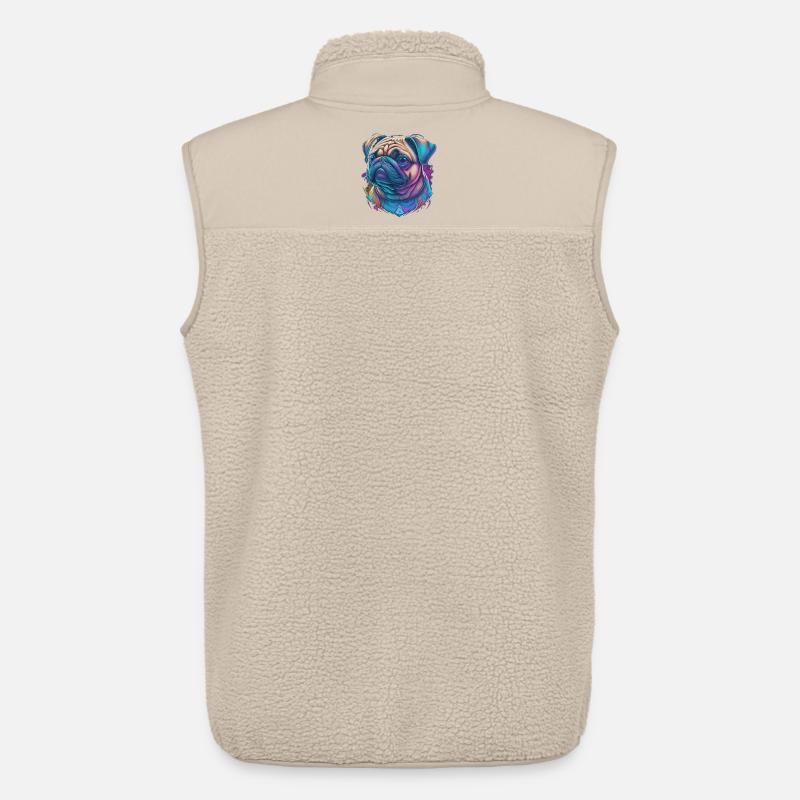 Mops Kopf - Unisex Sherpaweste von Stanley/Stella - Beige