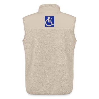 Wheelchair symbol with middle finger # - Unisex Sherpa Gilet by Stanley/Stella - beige - Back - AI Model Male 178 light (178cm)