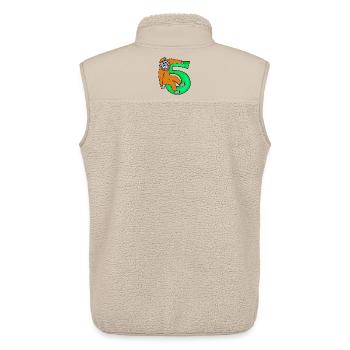 5th Birthday Motif Monkey - 5 years - Unisex Sherpa Gilet by Stanley/Stella - beige - Back - AI Model Male 178 light (178cm)