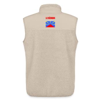 T-shirt drapeau La Réunion volcan - Veste sans manches sherpa unisexe Stanley/Stella - beige - Dos - AI Model Male 178 light (178cm)
