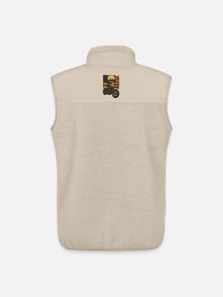 Moto skeleton devant le drapeau américain - Veste sans manches sherpa unisexe Stanley/Stella - beige