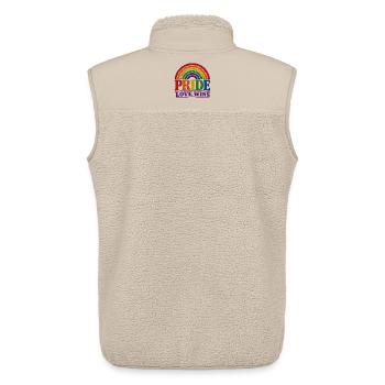 Pride Love Wins Regenbogen Vintage T-Shirt Sticker - Unisex Sherpaweste von Stanley/Stella - Beige - Hinten - AI Model Male 178 light (178cm)