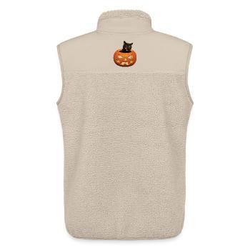 Halloween Cat with Pumpkin Retro Scary Motif - Unisex Sherpa Gilet by Stanley/Stella - beige - Back - AI Model Male 178 light (178cm)