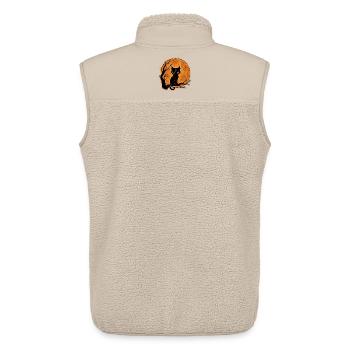 Schwarze Katze vor Vollmond Halloween Motiv - Unisex Sherpaweste von Stanley/Stella - Beige - Hinten - AI Model Male 178 light (178cm)