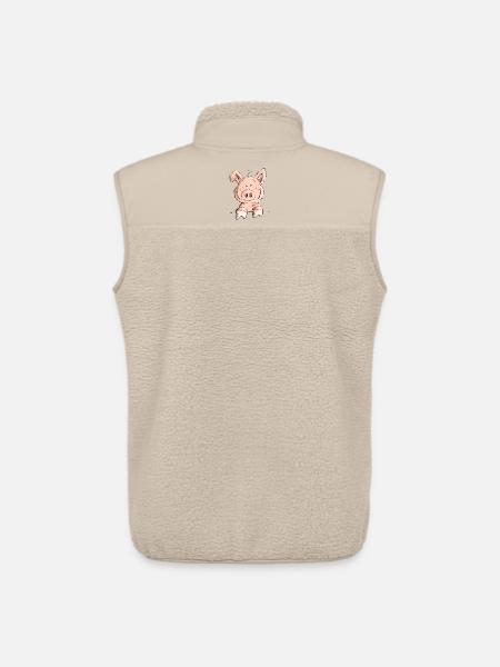 Cute Pig I Pig Comic I Animal Motif I Fun Piglet - Unisex Sherpa Gilet by Stanley/Stella - beige