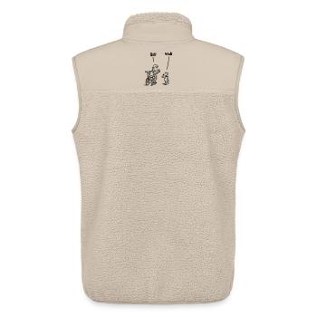 Setzen Sie sich hin und gehen Sie. Rollstuhlfahrer vs. Hund. Humor # - Unisex Sherpaweste von Stanley/Stella - Beige - Hinten - AI Model Male 178 light (178cm)