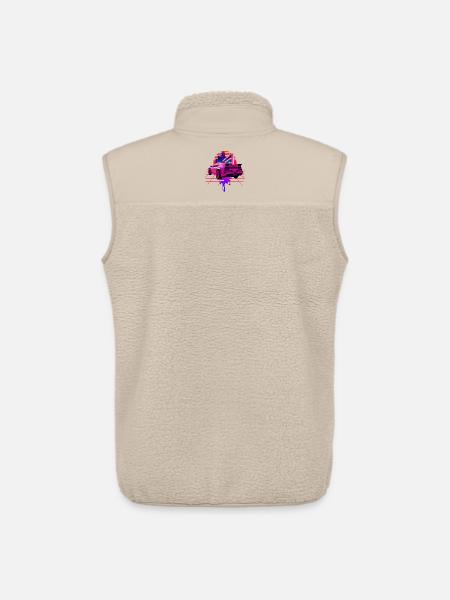 Retro Wave Sports Car Vaporwave Sunset - Unisex Sherpa Gilet by Stanley/Stella - beige