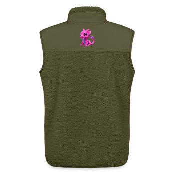 Baby Dragon Pink | Cute Pink Baby Dragon - Unisex Sherpa Gilet by Stanley/Stella - khaki - Back - AI Model Male 178 light (178cm)