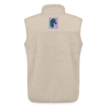 Sculpture de cheval néon dans le rétro futurisme - Veste sans manches sherpa unisexe Stanley/Stella - beige - Dos - AI Model Male 178 light (178cm)