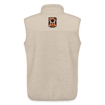 Katze Halloween Geisterkatze Mit Kürbis Fledermaus - Unisex Sherpaweste von Stanley/Stella - Beige - Hinten - AI Model Male 178 light (178cm)