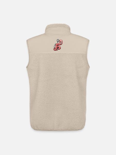 Angry Worm on the Hook – Cartoon Design - Unisex Sherpa Gilet by Stanley/Stella - beige