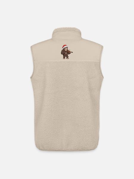 Christmas Bigfoot Sasquatch Playing Violin - Unisex Sherpa Gilet by Stanley/Stella - beige
