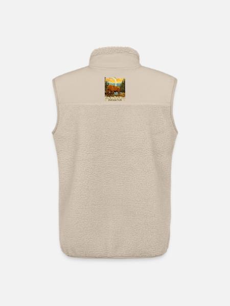Yellowstone National Park Buffalo Camping - Unisex Sherpa Gilet by Stanley/Stella - beige