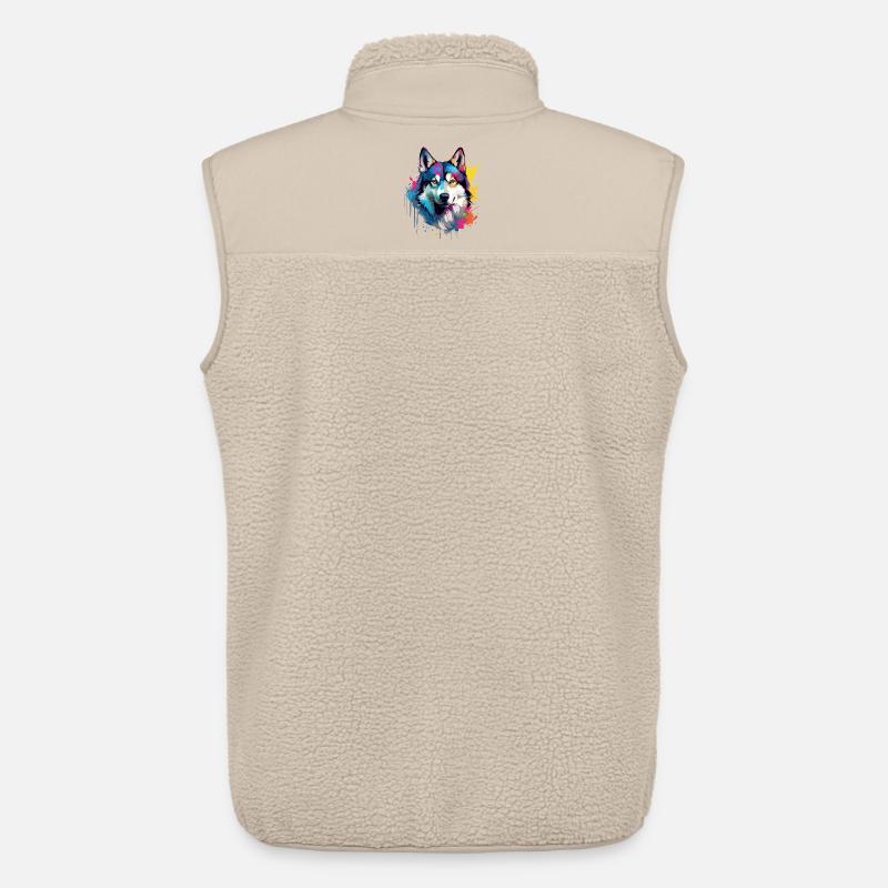 Dog Husky Bunte Spritzkunst - Unisex Sherpaweste von Stanley/Stella - Beige