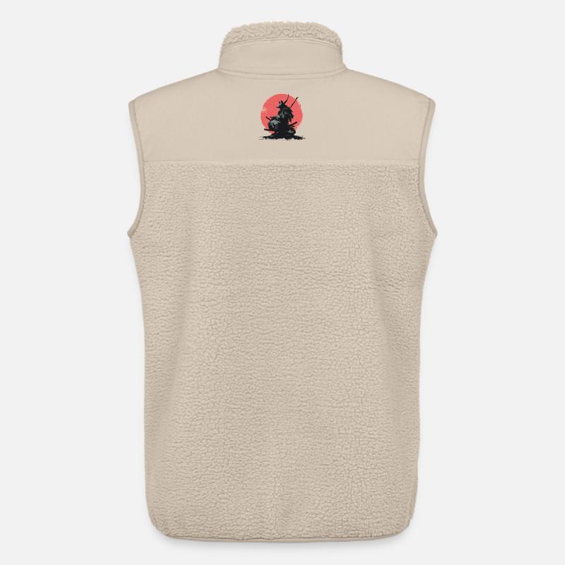 Wolf Samurai sur Red Sun - Veste sans manches sherpa unisexe Stanley/Stella - beige