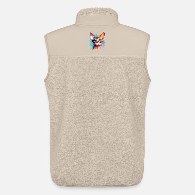 Abessinisches Katzengesicht – bunte Splash-Kunst - Unisex Sherpaweste von Stanley/Stella - Beige
