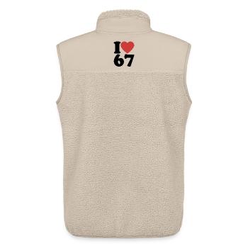 I love six seven | Zahlenduo 6 und 7 - Unisex Sherpaweste von Stanley/Stella - Beige - Hinten - AI Model Male 178 light (178cm)