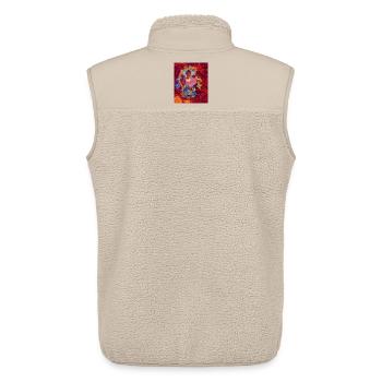 Herz und Blüten mit feurig rotem Hintergrund - Unisex Sherpaweste von Stanley/Stella - Beige - Hinten - AI Model Male 178 light (178cm)