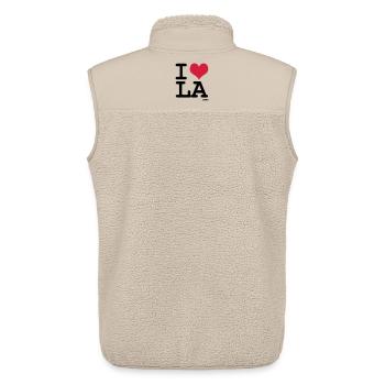 j'aime la - los angeles par wam - Veste sans manches sherpa unisexe Stanley/Stella - beige - Dos - AI Model Male 178 light (178cm)