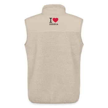 J’AIME LA SERBIE Serbien - Veste sans manches sherpa unisexe Stanley/Stella - beige - Dos - AI Model Male 178 light (178cm)