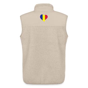 I love Romania - J'aime la Roumanie - Veste sans manches sherpa unisexe Stanley/Stella - beige - Dos - AI Model Male 178 light (178cm)