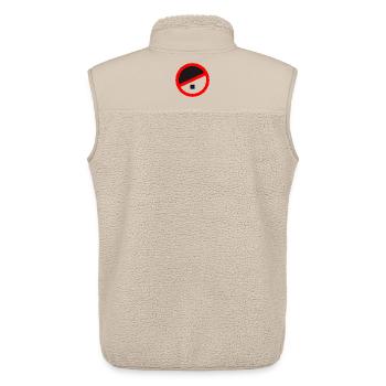circulaire rond adolf interdit non no racism logo text d - Veste sans manches sherpa unisexe Stanley/Stella - beige - Dos - AI Model Male 178 light (178cm)