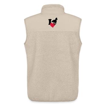 I love horses - J'adore les chevaux - Veste sans manches sherpa unisexe Stanley/Stella - beige - Dos - AI Model Male 178 light (178cm)