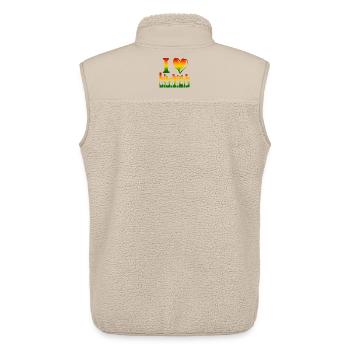 J’adore le reggae arc-en-ciel - Veste sans manches sherpa unisexe Stanley/Stella - beige - Dos - AI Model Male 178 light (178cm)