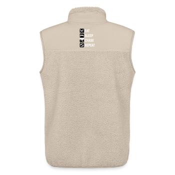 manger dormir chasser répéter, chassant les tornades, twister - Veste sans manches sherpa unisexe Stanley/Stella - beige - Dos - AI Model Male 178 light (178cm)