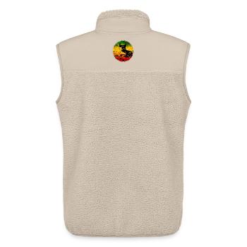 Silhouette abstraite de chat sauvage aux couleurs reggae - Veste sans manches sherpa unisexe Stanley/Stella - beige - Dos - AI Model Male 178 light (178cm)