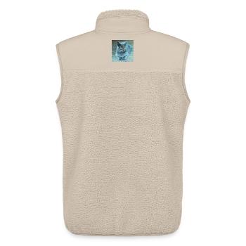 Grau Blau Katze mit Goldenen Augen - Unisex Sherpaweste von Stanley/Stella - Beige - Hinten - AI Model Male 178 light (178cm)