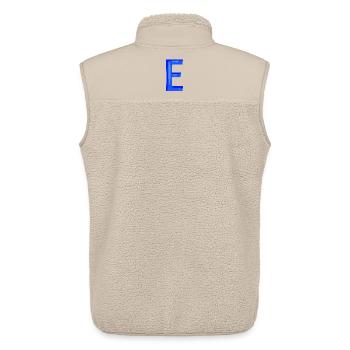 Lettre E initiale bleu - Veste sans manches sherpa unisexe Stanley/Stella - beige - Dos - AI Model Male 178 light (178cm)