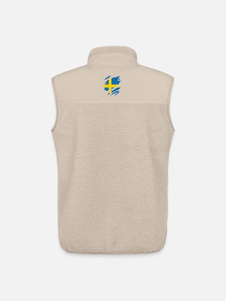 Éventail drapeau Suède Éventail Sverige - Veste sans manches sherpa unisexe Stanley/Stella - beige