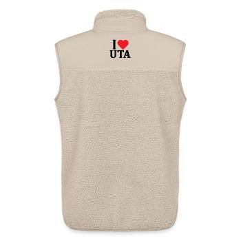 T-shirt J’adore Uta t-shirt Sardaigne idée cadeau - Veste sans manches sherpa unisexe Stanley/Stella - beige - Dos - AI Model Male 178 light (178cm)