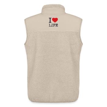 J’AIME LA VIE - Veste sans manches sherpa unisexe Stanley/Stella - beige - Dos - AI Model Male 178 light (178cm)