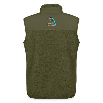 Kingfisher, nom scientifique / anglais - Veste sans manches sherpa unisexe Stanley/Stella - kaki - Dos - AI Model Male 178 light (178cm)