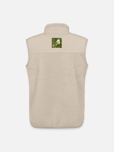 White butterfly on pink flower - Unisex Sherpa Gilet by Stanley/Stella - beige
