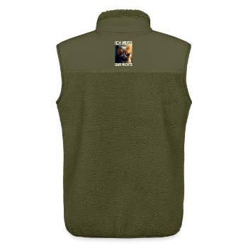 Katze Ich Muss Gar Nichts Nein Nö Faulenzer Katzen - Unisex Sherpaweste von Stanley/Stella - Khaki - Hinten - AI Model Male 178 light (178cm)