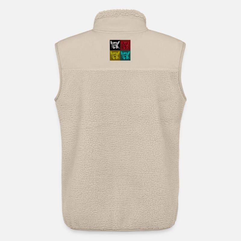 Frenchie Pop Art Vierfarb Design - Unisex Sherpaweste von Stanley/Stella - Beige