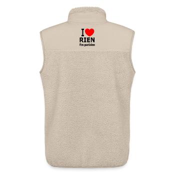 Cœur rouge audacieux sur fond noir - Veste sans manches sherpa unisexe Stanley/Stella - beige - Dos - AI Model Male 178 light (178cm)