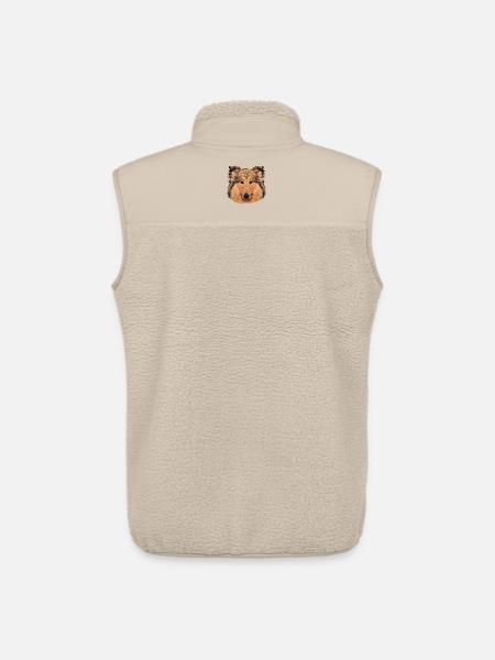 hunde tees mädchen, langhaar collie - Unisex Sherpaweste von Stanley/Stella - Beige