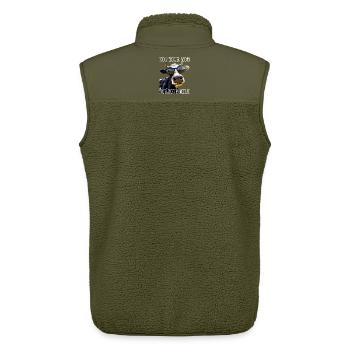Pas ta mère Pas ton lait Végétalien Végétarien Végétarien - Veste sans manches sherpa unisexe Stanley/Stella - kaki - Dos - AI Model Male 178 light (178cm)