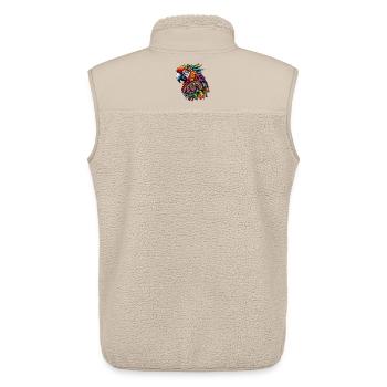 Perroquet décoré de Mandalas - Veste sans manches sherpa unisexe Stanley/Stella - beige - Dos - AI Model Male 178 light (178cm)