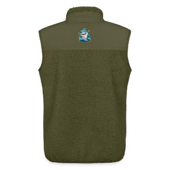 Petit requin - Veste sans manches sherpa unisexe Stanley/Stella - kaki - Dos - AI Model Male 178 light (178cm)