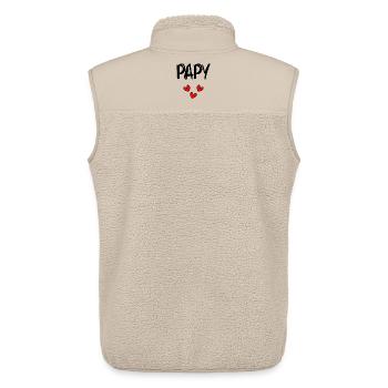 PAPY. FÊTE DES PÈRES. BONNE FÊTE PAPY. JE T'AIME. - Veste sans manches sherpa unisexe Stanley/Stella - beige - Dos - AI Model Male 178 light (178cm)