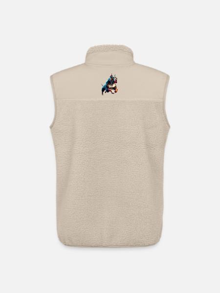 Pitbull Hund läuft Origami Geometrisch 3D - Unisex Sherpaweste von Stanley/Stella - Beige