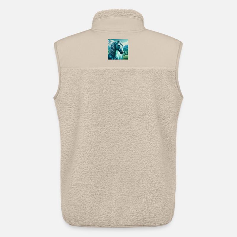 Blaues Pferd - Unisex Sherpaweste von Stanley/Stella - Beige