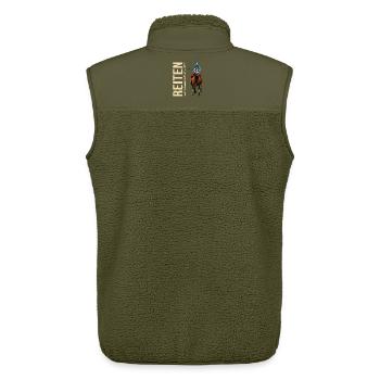 Reiten ist die Verbindung von Mensch und Natur - Unisex Sherpaweste von Stanley/Stella - Khaki - Hinten - AI Model Male 178 light (178cm)