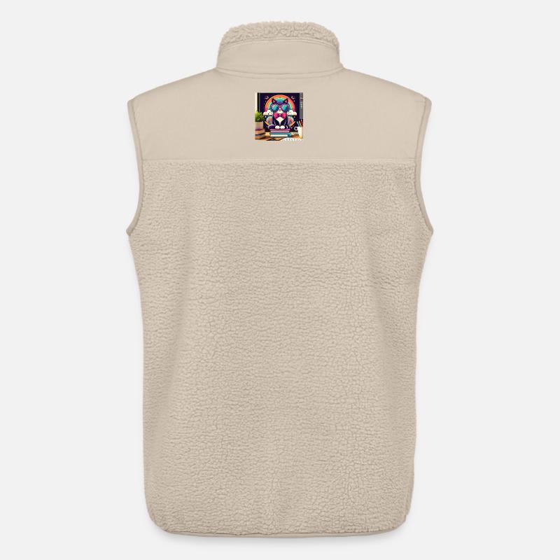 Studious cat with glasses - Unisex Sherpa Gilet by Stanley/Stella - beige